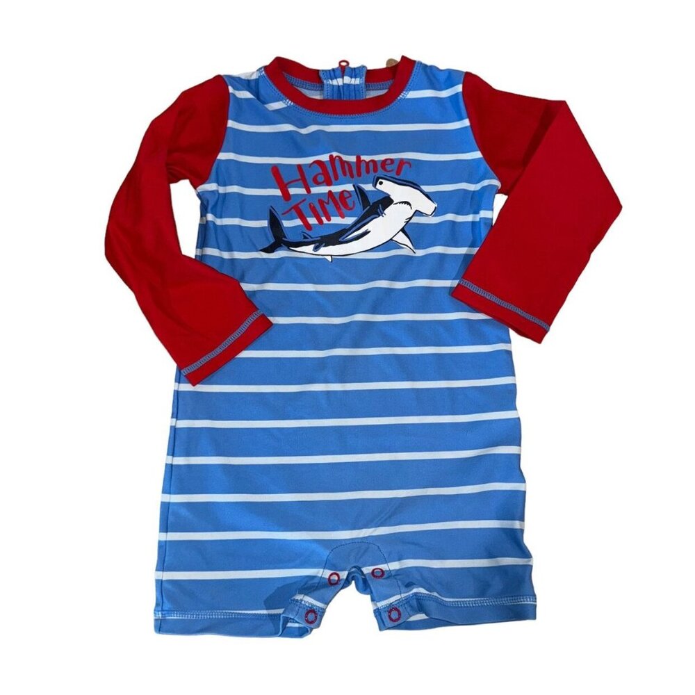 Hatley Red and Blue Surf Island Mini Rashguard One-Piece Size 18-24 Months